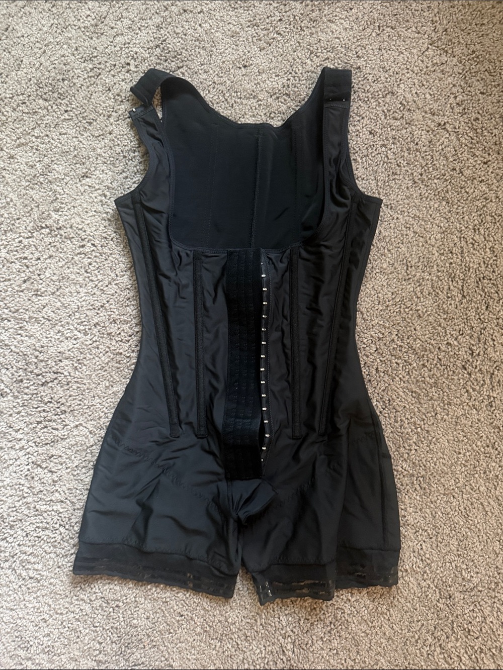 Women's Black Full-Body Shapewear Bodysuit with Front Hook Closure